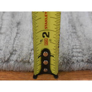 2'1"x2'1" Gray, Modern Design, Hand Loomed, Textured Wool, Hi and Lo, Sample Fragment, Mat Oriental Rug FWR482190