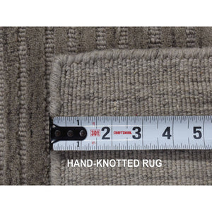 2'1"x2'1" Gray, Modern Design, Hand Loomed, Textured Wool, Hi and Lo, Sample Fragment, Mat Oriental Rug FWR482190