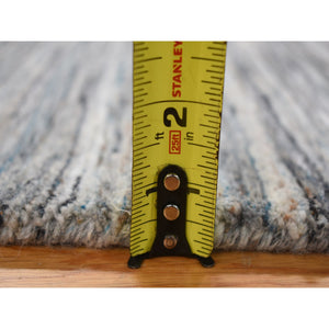 2'1"x2'1" Taupe, Hand Loomed, 100% Wool, Textured, Modern Stripe Design, Mat Oriental Rug FWR482208