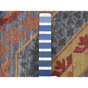 2'1"x2'1" Denim Blue, Zero Pile, Mamluk, 100% Wool, Shaved Low, Hand Knotted, Sample Fragment, Square Oriental Rug FWR482220