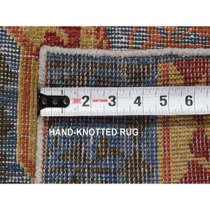 2'1"x2'1" Denim Blue, Zero Pile, Mamluk, 100% Wool, Shaved Low, Hand Knotted, Sample Fragment, Square Oriental Rug FWR482220