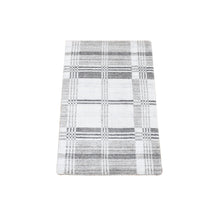 Load image into Gallery viewer, 2&#39;x3&#39; Ivory-Gray, Hand Loomed, Modern, Plaid Design, 100% Wool, Mat Oriental Rug FWR482226