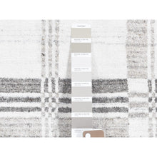 Load image into Gallery viewer, 2&#39;x3&#39; Ivory-Gray, Hand Loomed, Modern, Plaid Design, 100% Wool, Mat Oriental Rug FWR482226