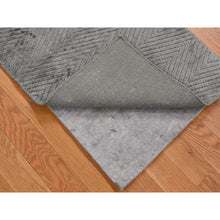 Load image into Gallery viewer, 2&#39;x3&#39;1&quot; Beige, Hand Loomed, Modern Chevron Design, Plant Based Silk, Mat Oriental Rug FWR482238