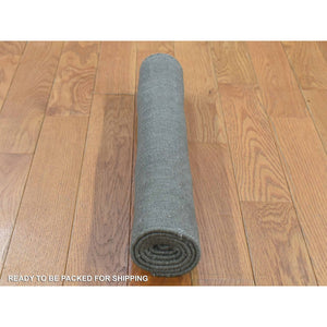 2'x3'1" Beige, Hand Loomed, Modern Chevron Design, Plant Based Silk, Mat Oriental Rug FWR482238
