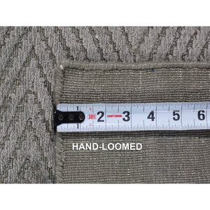 2'x3'1" Beige, Hand Loomed, Modern Chevron Design, Plant Based Silk, Mat Oriental Rug FWR482238
