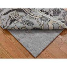 Load image into Gallery viewer, 2&#39;1&quot;x3&#39;1&quot; Ivory with Chocolate Brown, 100% Wool, Hi and Lo, Oushak Design, Hand Knotted, Sample Fragment, Textured, Mat Oriental Rug FWR482262