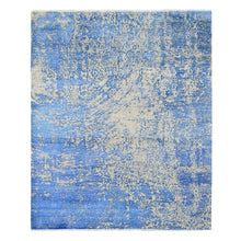Load image into Gallery viewer, 8&#39;1&quot;x9&#39;10&quot; Denim Blue, Hand-Knotted, Modern Abstract Design, Tone on Tone, Wool and Silk, Oriental Rug FWR482274