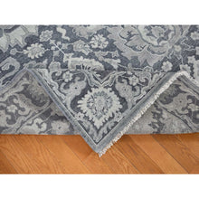 Load image into Gallery viewer, 7&#39;10&quot;x10&#39;2&quot; Charcoal Gray, Silk with Textured Wool, Hand Knotted, Oushak Influence, Oriental Rug FWR482310