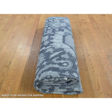 Load image into Gallery viewer, 7&#39;10&quot;x10&#39;2&quot; Charcoal Gray, Silk with Textured Wool, Hand Knotted, Oushak Influence, Oriental Rug FWR482310