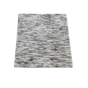 2'1"x2'1" Salt and Pepper, Modern Design, Silk with Textured Wool, Hand Loomed, Sample Fragment, Oriental Rug FWR482388