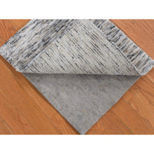 Load image into Gallery viewer, 2&#39;1&quot;x2&#39;1&quot; Salt and Pepper, Modern Design, Silk with Textured Wool, Hand Loomed, Sample Fragment, Oriental Rug FWR482388