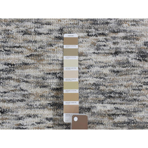 2'1"x2'1" Salt and Pepper, Modern Design, Silk with Textured Wool, Hand Loomed, Sample Fragment, Oriental Rug FWR482388