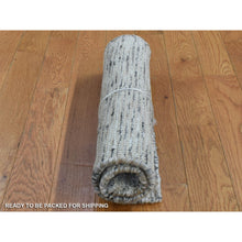 Load image into Gallery viewer, 2&#39;1&quot;x2&#39;1&quot; Salt and Pepper, Modern Design, Silk with Textured Wool, Hand Loomed, Sample Fragment, Oriental Rug FWR482388