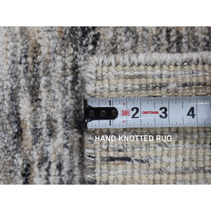 2'1"x2'1" Salt and Pepper, Modern Design, Silk with Textured Wool, Hand Loomed, Sample Fragment, Oriental Rug FWR482388