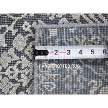 Load image into Gallery viewer, 2&#39;1&quot;x2&#39;1&quot; Charcoal Gray, Silk with Textured Wool, Tone on Tone Design, Hand Knotted, Sample Fragment, Oriental Rug FWR482400