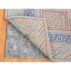 2'2"x2'2" Light Gray, Zero Pile, 100% Wool, Khotan Design, Hand Knotted, Sample Fragment, Oriental Rug FWR482430