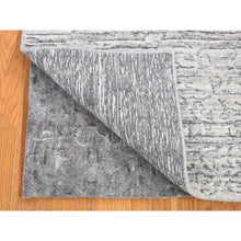 Load image into Gallery viewer, 2&#39;x2&#39; Light Gray, Jacquard, Hand Loomed, Modern Design, Wool with Textured Pile, Sample Fragment, Oriental Rug FWR482454
