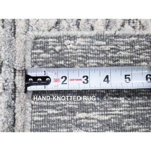 2'x2' Light Gray, Jacquard, Hand Loomed, Modern Design, Wool with Textured Pile, Sample Fragment, Oriental Rug FWR482454