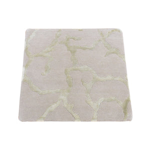 2'x2' Tan Color, Wool and Silk, Nepali, Hand Knotted, Modern Design, Sample Fragment, Oriental Rug FWR482460