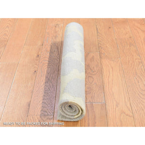 2'x2' Tan Color, Wool and Silk, Nepali, Hand Knotted, Modern Design, Sample Fragment, Oriental Rug FWR482460