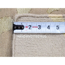 Load image into Gallery viewer, 2&#39;x2&#39; Tan Color, Wool and Silk, Nepali, Hand Knotted, Modern Design, Sample Fragment, Oriental Rug FWR482460