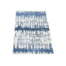 Load image into Gallery viewer, 2&#39;1&quot;x3&#39;1&quot; Ivory and Shades of Blue, Cardiac Design, Silk with Textured Wool, Modern, Hand Knotted, Mat, Oriental Rug FWR482496