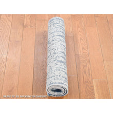 Load image into Gallery viewer, 2&#39;1&quot;x3&#39;1&quot; Ivory and Shades of Blue, Cardiac Design, Silk with Textured Wool, Modern, Hand Knotted, Mat, Oriental Rug FWR482496