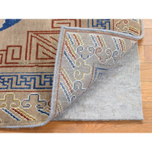 Load image into Gallery viewer, 2&#39;2&quot;x2&#39;2&quot; Beige, Zero Pile, Khotan Design, 100% Wool, Hand Knotted, Sample Fragment, Oriental Rug FWR482526