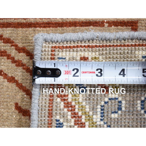 2'2"x2'2" Beige, Zero Pile, Khotan Design, 100% Wool, Hand Knotted, Sample Fragment, Oriental Rug FWR482526