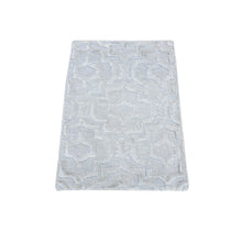 Load image into Gallery viewer, 2&#39;x2&#39;10&quot; Gray, Modern Design, Silk with Textured Wool, Hand Knotted, Mat, Oriental Rug FWR482538