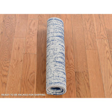 Load image into Gallery viewer, 2&#39;x3&#39;1&quot; Navy Blue and Ivory, Cardiac Design, Silk with Textured Wool Hand Knotted, Mat Oriental Rug FWR482544