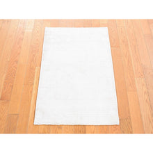 Load image into Gallery viewer, 2&#39;x3&#39; Ivory, Plant Based Silk, Hand Loomed, Modern Design, Mat Oriental Rug FWR482586