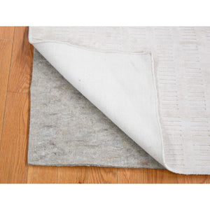 2'x3' Ivory, Plant Based Silk, Hand Loomed, Modern Design, Mat Oriental Rug FWR482586