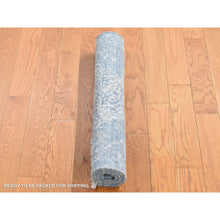 Load image into Gallery viewer, 2&#39;1&quot;x3&#39; Denim Blue, Broken Persian Design, Wool and Silk, Hand Knotted, Mat Oriental Rug FWR482604