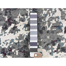 Load image into Gallery viewer, 9&#39;x11&#39;8&quot; Ivory with a Mix of Black, Wool and Silk, Transitional Design, Hand Knotted, Oriental Rug FWR482658