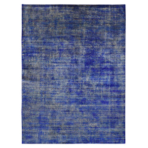 8'9"x12' Purple with Gold, Modern Design, Sari Silk, Hand Knotted, Oriental Rug FWR482676