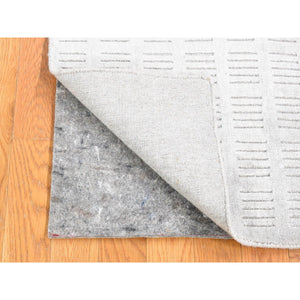 2'x3'1" Dove Gray, Modern Design, Hand Loomed, Pure Wool, Mat Oriental Rug FWR482766