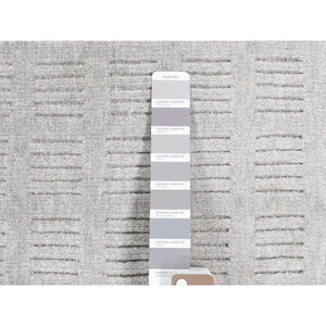 2'x3'1" Dove Gray, Modern Design, Hand Loomed, Pure Wool, Mat Oriental Rug FWR482766