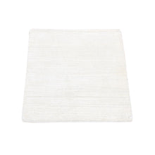 Load image into Gallery viewer, 2&#39;1&quot;x2&#39;1&quot; Ivory, Hand Knotted Modern Design, Silk with Textured Wool, Sample Fragment, Mat Square Oriental Rug FWR482778