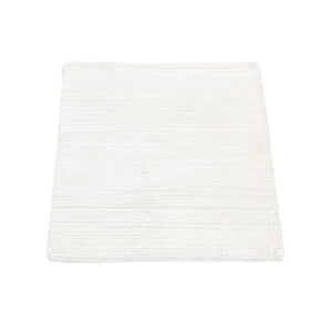 2'1"x2'1" Ivory, Hand Knotted Modern Design, Silk with Textured Wool, Sample Fragment, Mat Square Oriental Rug FWR482778