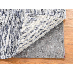 1'10"x2' Salt and Pepper, Modern Design, Silk with Textured Wool, Hand Loomed, Sample Fragment, Oriental Rug FWR482820