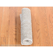 Load image into Gallery viewer, 1&#39;5&quot;x2&#39; Plain White Modern Design, Hand Knotted Silk with Textured Wool, Mat Square Oriental Rug FWR482826