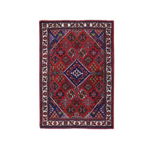 Load image into Gallery viewer, 3&#39;7&quot;x5&#39;3&quot; Tomato Red, Semi Antique Persian Joshogan with Geometric Design, Full Pile, Excellent Condition, Hand Knotted, Pure Wool Oriental Rug FWR482898