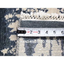 Load image into Gallery viewer, 2&#39;x2&#39;4&quot; Ivory and Charcoal Black, 100% Wool, Cardiac Design, Modern, Hand Knotted, Squarish, Mat Oriental Rug FWR482940