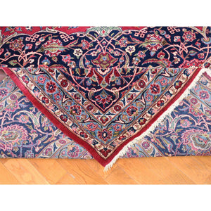 14'2"x17'2" Cherry Red, Vintage Persian Kashan, Mint Condition, Full Pile, Clean and Soft, Rare XL Squarish Size, Hand Knotted, Pure Wool Oriental Rug FWR483012