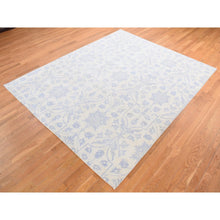 Load image into Gallery viewer, 8&#39;x9&#39;10&quot; Gray on Beige, Lotus and Tulip Flower Design, Tone on Tone, Hand Knotted, Pure Wool Oriental Rug FWR483018