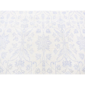 8'x9'10" Gray on Beige, Lotus and Tulip Flower Design, Tone on Tone, Hand Knotted, Pure Wool Oriental Rug FWR483018