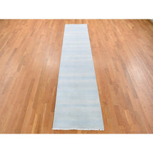 Load image into Gallery viewer, 2&#39;7&quot;x12&#39; Light Blue, Grass Design Gabbeh, Wool and Silk, Hand Knotted Oriental Runner Rug FWR483048