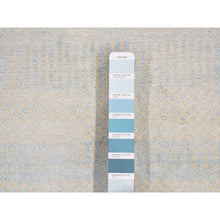 Load image into Gallery viewer, 2&#39;7&quot;x12&#39; Light Blue, Grass Design Gabbeh, Wool and Silk, Hand Knotted Oriental Runner Rug FWR483048